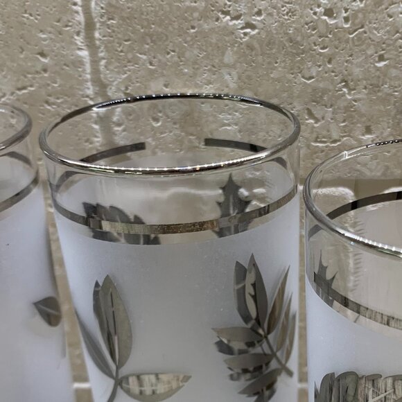 Vintage Libbey Silver Foliage Tom Collins Tall Cooler Glasses 13 oz Set of 4 - Picture 3 of 6